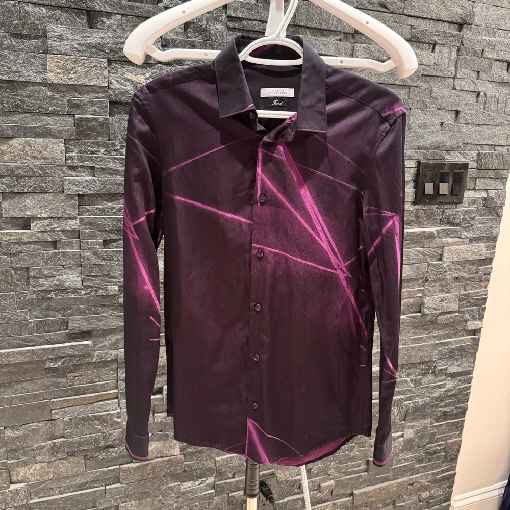 Versace Collection Men's Shirt in Black and Purple